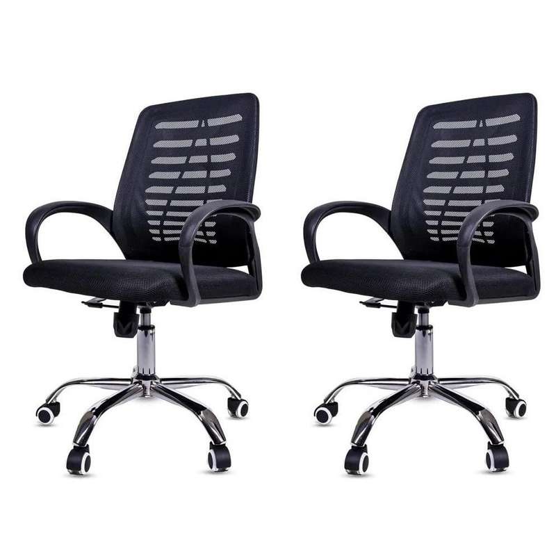 Office Chairs -Mesh 360° Swivel Office Chair With Armrest - Black Colour