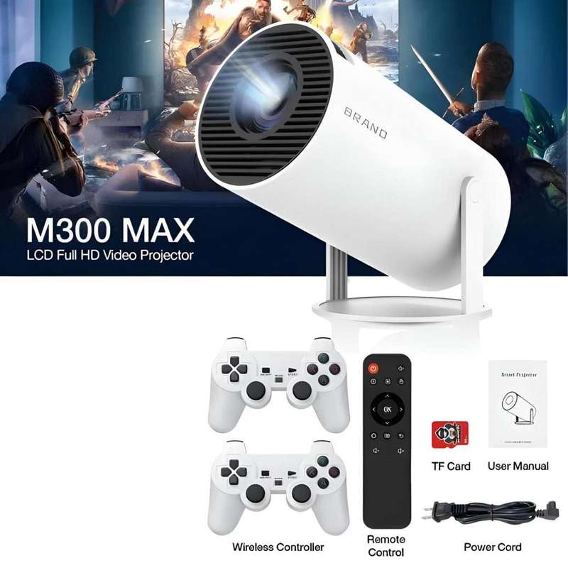 2-in-1 3D Wireless projector with controllers and remote