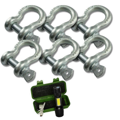 Autogear 3.25 Ton 4x4 Bow Shackle with Torch 6 Pack