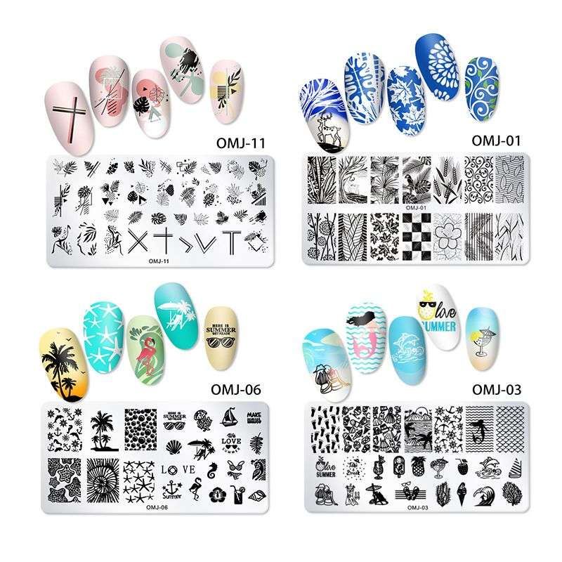 5 Sheet Nail Stamping Plate Set With Stamp And Scraper - No.1