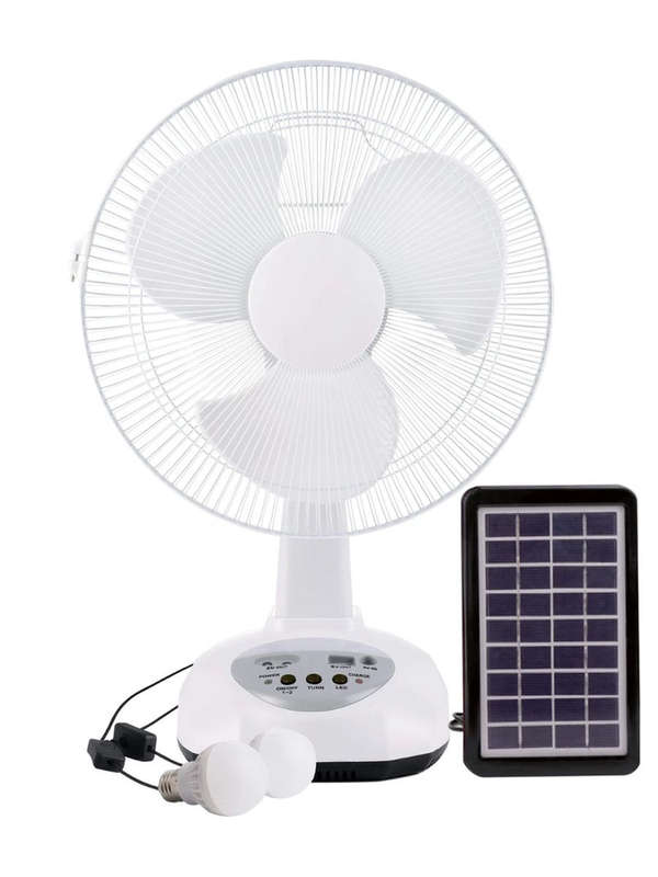 GD Times Rechargeable Solar Fan with LED Lights