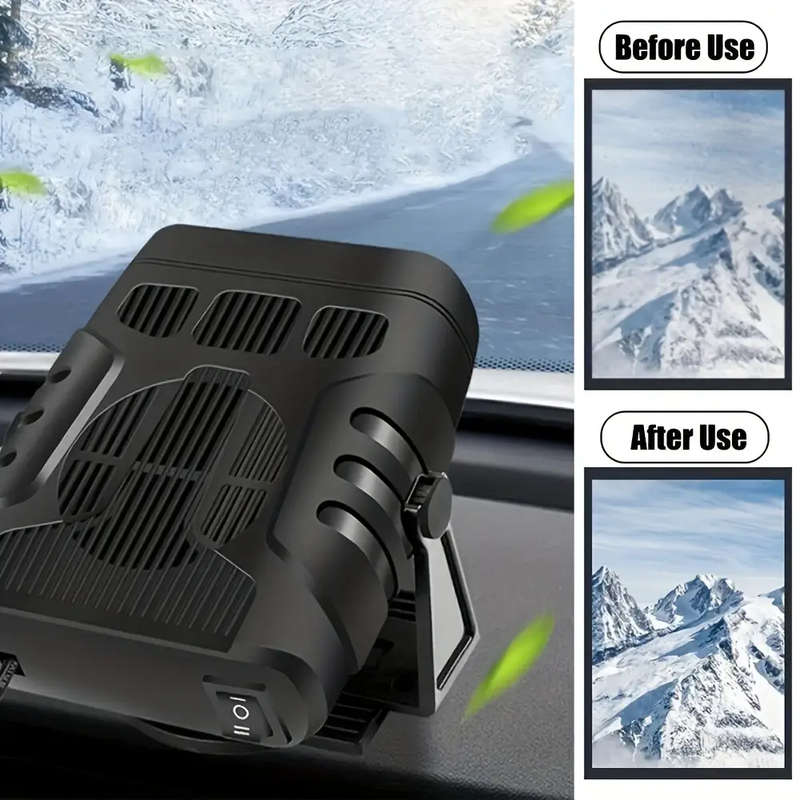2in1 12V 120W Portable Mini Car Heater Fan - Plug-in Vehicle Defogger
