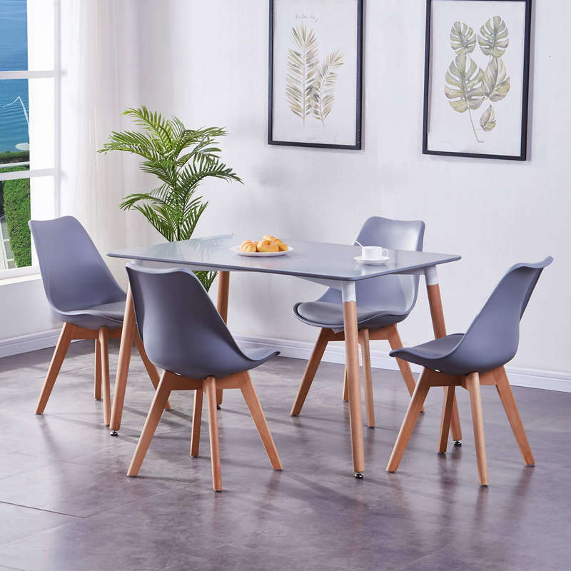 Dining Suite / Set - Dining Table with Four Padded Chairs - Grey Colour