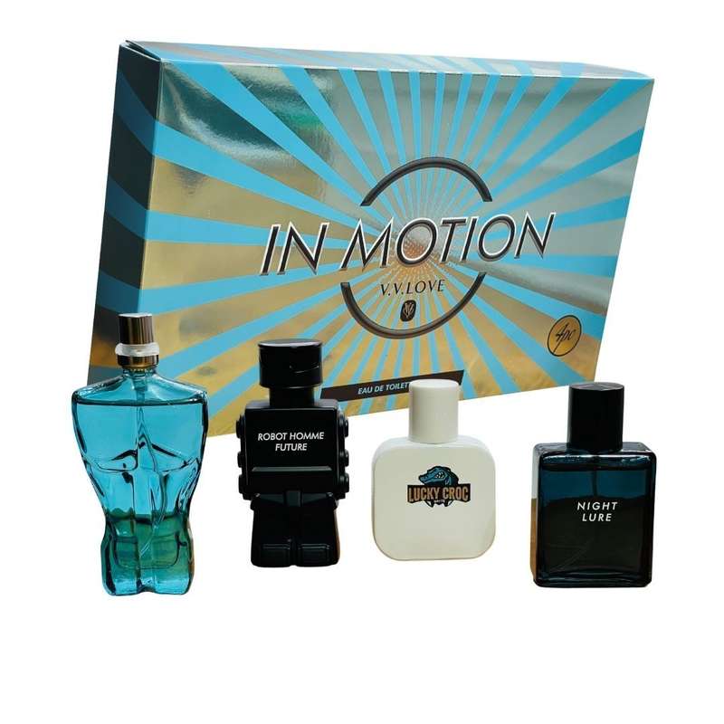 In Motion EDT Perfume Set for Men 4x30ml by V.V. Love  + Keyring & Premium Gift Bag COMBO