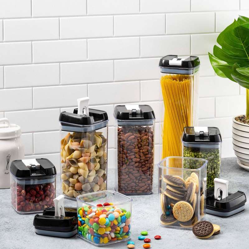7 Pieces Of Air-Tight Sealed Food Storage Container Set - Black
