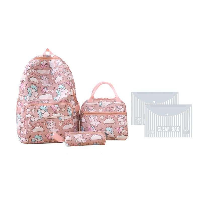 Unicorn Girls School Backpacks With Lunch Bag and Pencil Case - Blue
