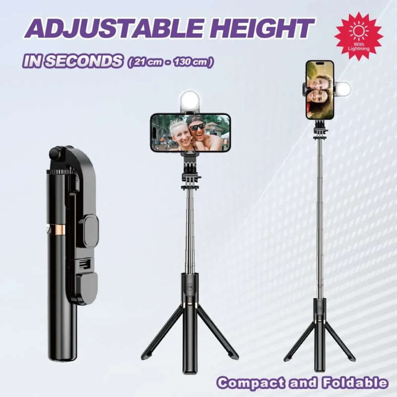 Phone Tripod Stand, Strechable Tripod Led Light With Bluetooth Remote -1.3m