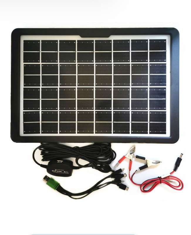 15W Solar Panel Charging Station Charging Panel with USB Multi-Head Cable
