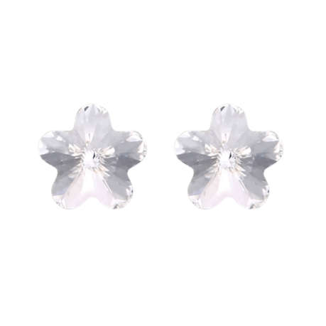 Crystal Sakura Flower Stud Earrings - White