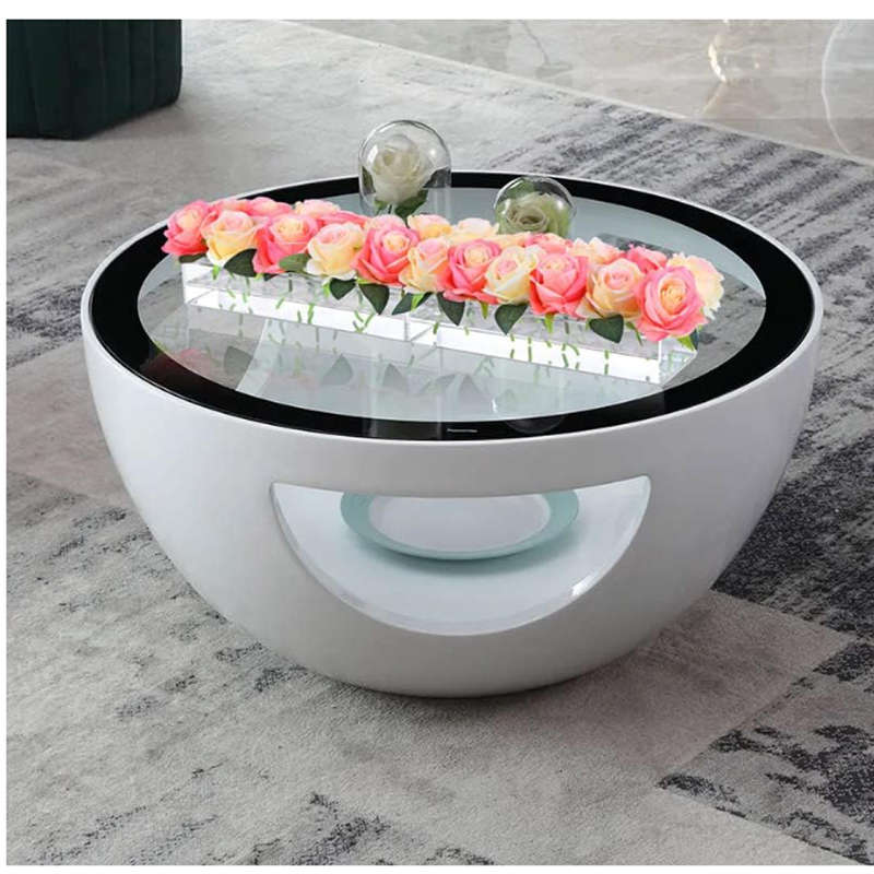 Coffee Tables - Rounded Tempered Glass Top - White