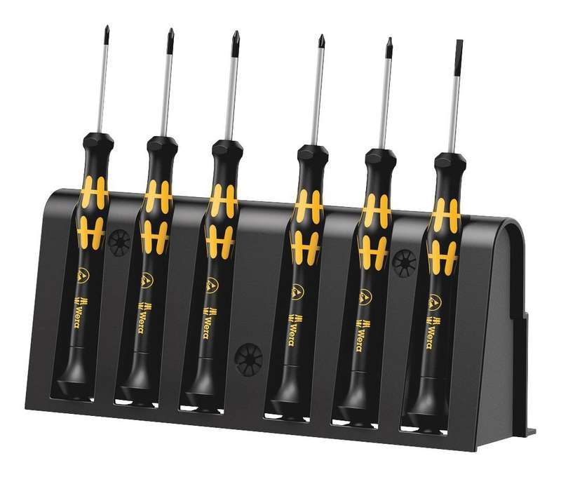 Wera (1550/6 ESD) Screwdriver Set, ESD, Black Point Tip, Rack, 9 Piece