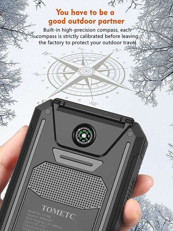 13000mAh Black Portable Outdoor Solar Power Bank with Flashlight XY-21