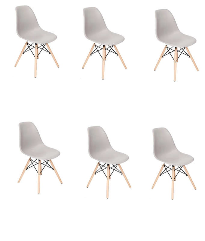 Proteas Wood Leg Chairs- Pack of 6-Grey