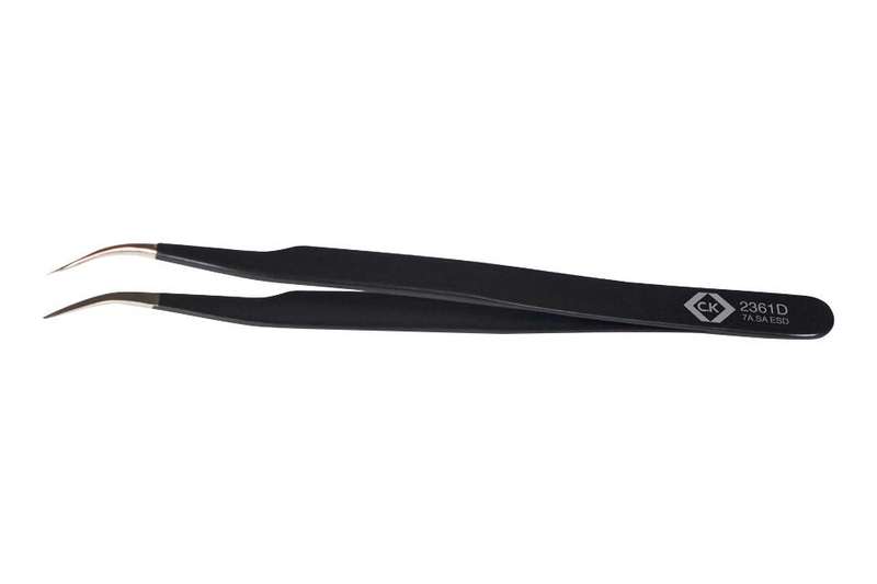 CK Tools (T2361D) Tweezer, Extra Fine Tip, ESD, 120mm, Stainless Steel