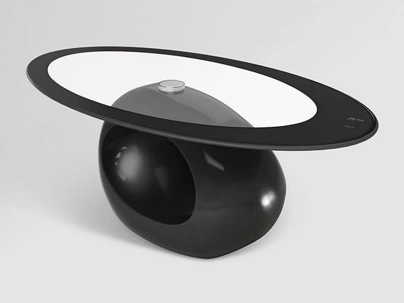Coffee Tables - Oval Tempered Glass Top - Black Base Colour