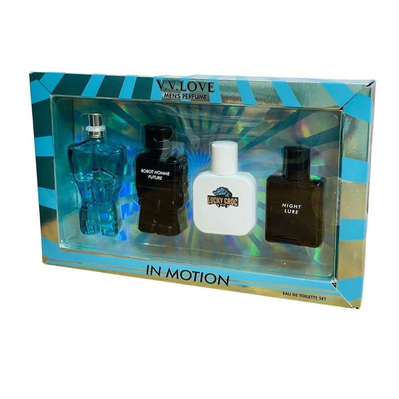 In Motion EDT Perfume Set for Men 4x30ml by V.V. Love  + Keyring & Premium Gift Bag COMBO