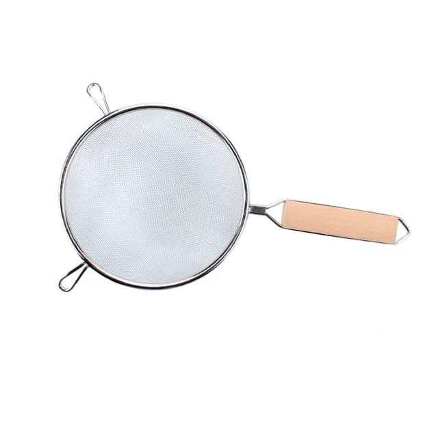 KT32263 Stainless Steel Oil Filter Strainer Skimmer Ladle With Wooden Handle