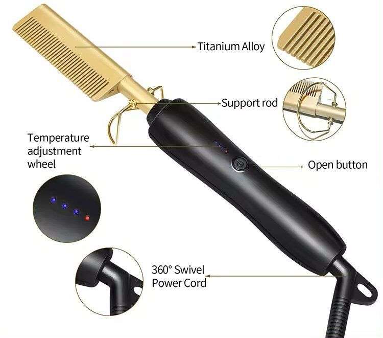 Hot Comb - Electric Straightening Hot Comb for Hair and Wigs
