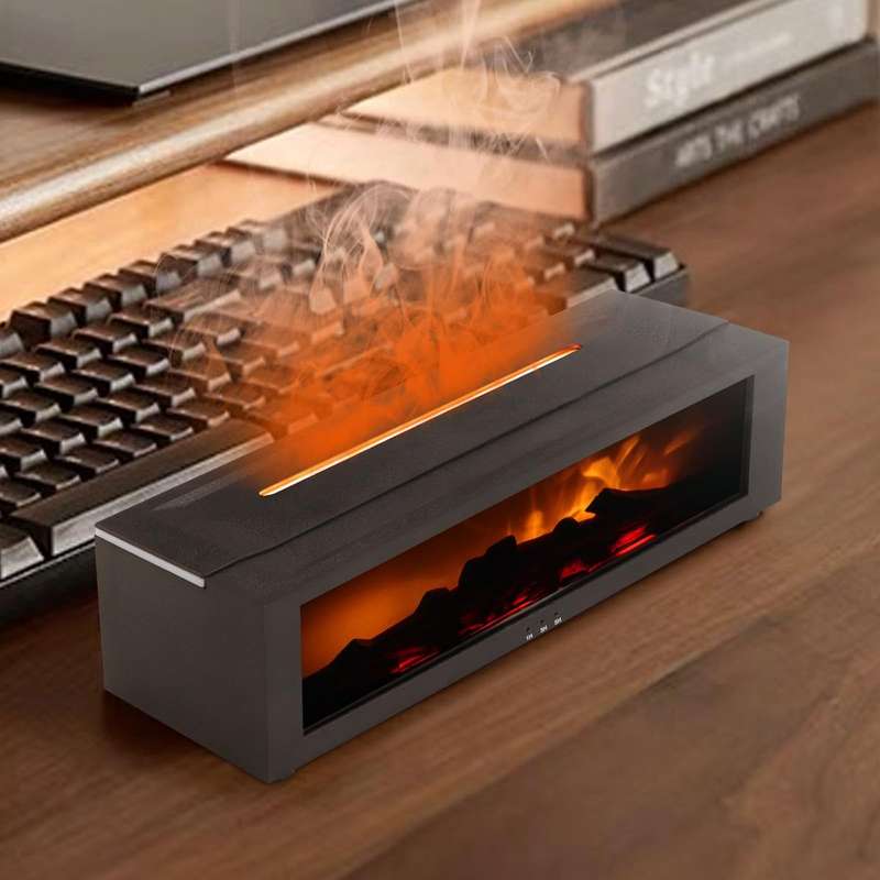 Essential Oil Air Diffuser Flame Colorful Water Vapor Fireplace Humidifier