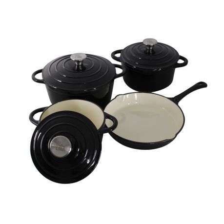 LMA Authentic 7 Piece Cast Iron Dutch Oven Cookware Set - Black (PLEASE READ DESCRIPTION CAREFULLY)