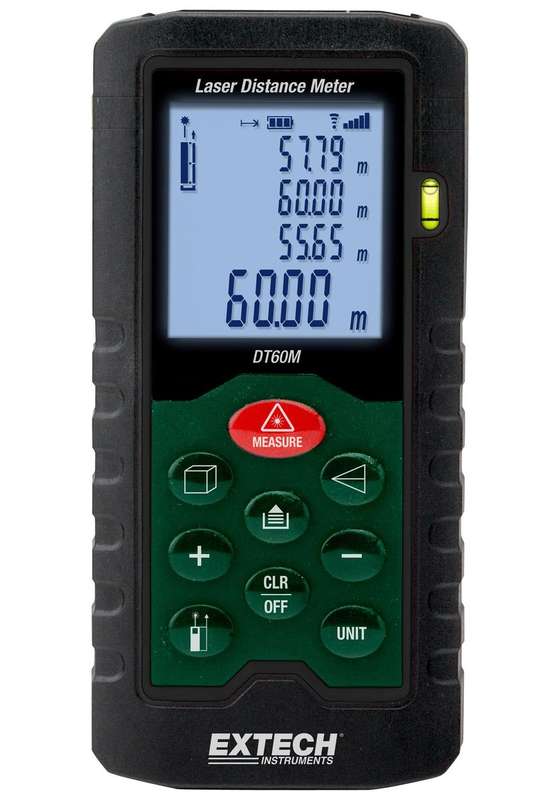 Extech (DT60M) Laser Distance Meter, 0.05m to 60m, LCD, 2 x AAA