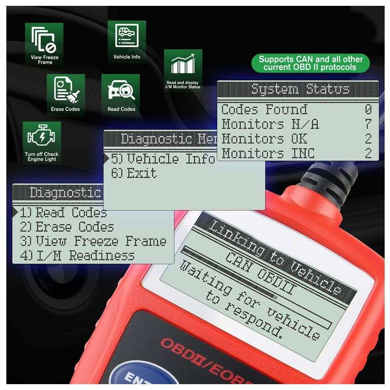 OBD-II Car Fault Detector Code Reader OBD Scanner Diagnostic Tool for Automobile & Cars