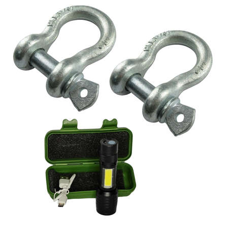 Autogear 3.25 Ton 4x4 Bow Shackle with Torch 2 Pack