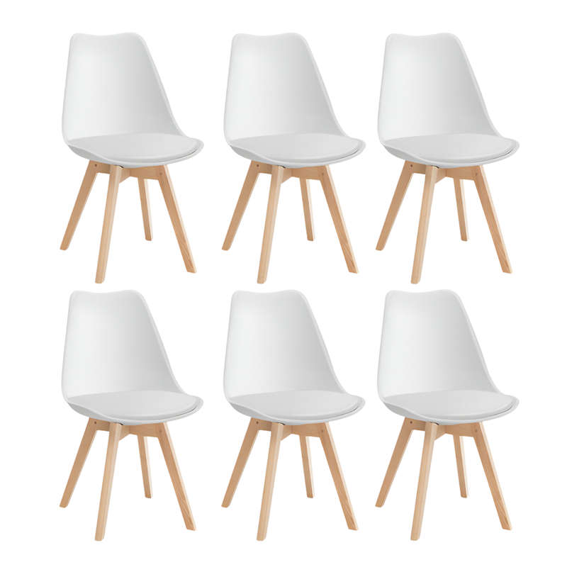 Set Of 6 Multi-Function Modern Plastic Dining Chair with Wooden Legs