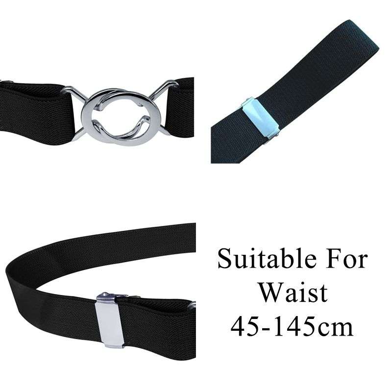Women Skinny Belt Comfortable Elastic Adjustable Belt - Black