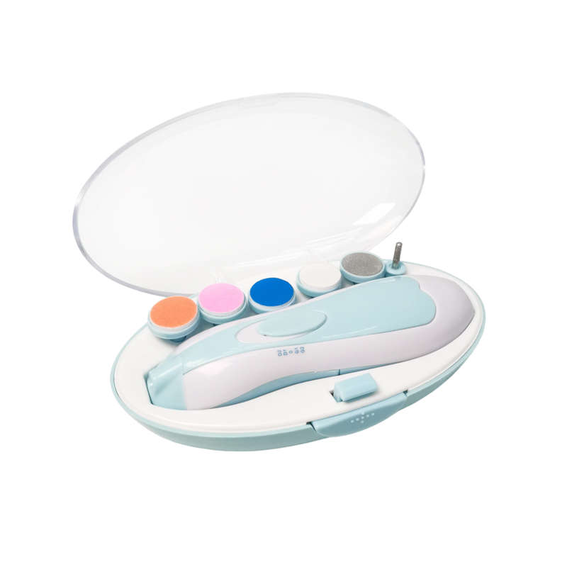 Baby Nail Trimmer Electric File Set with Light Replacement Heads Blue