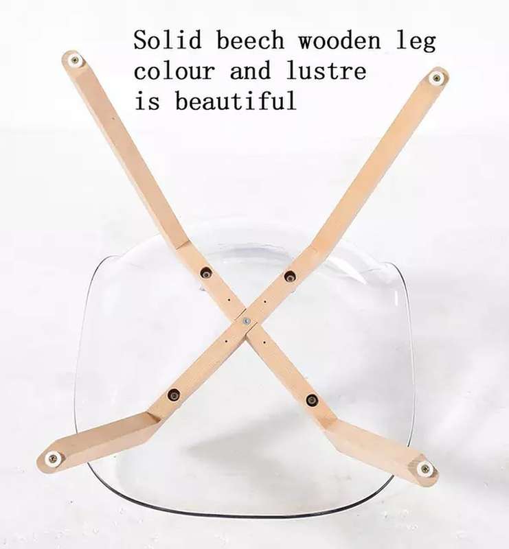 Modern transparent padded chairs with wooden legs-Black, white or grey - Black - 8 Pack