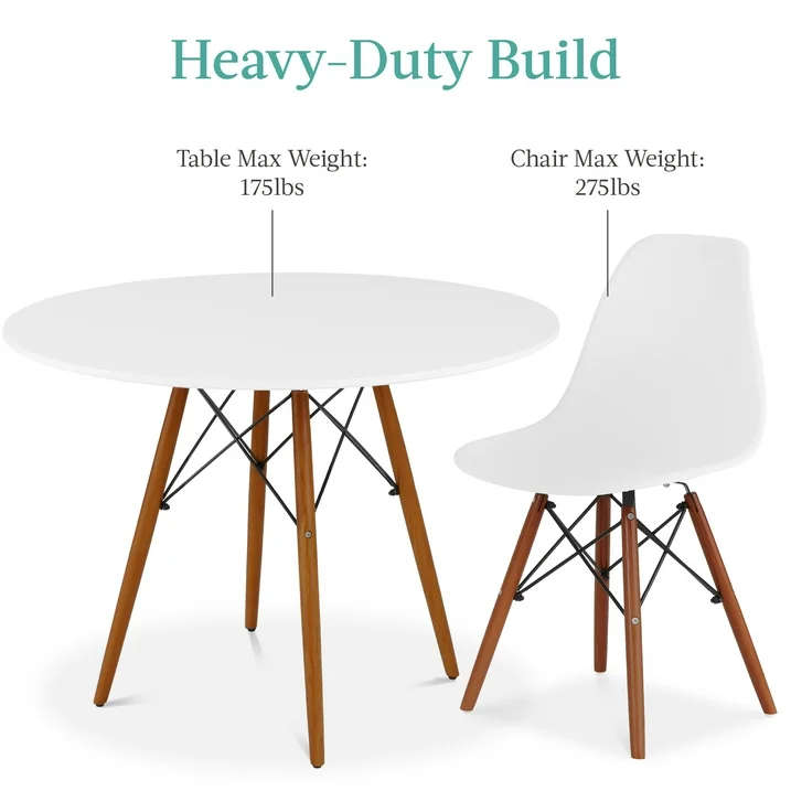 Dining Suites / Sets - Round Dining Table with Four Chairs - White Colour