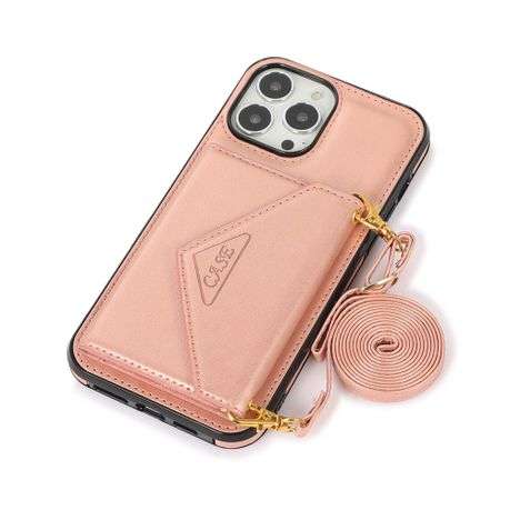 Leather wallet case with crossbody strap for iPhone 12 Pro Max