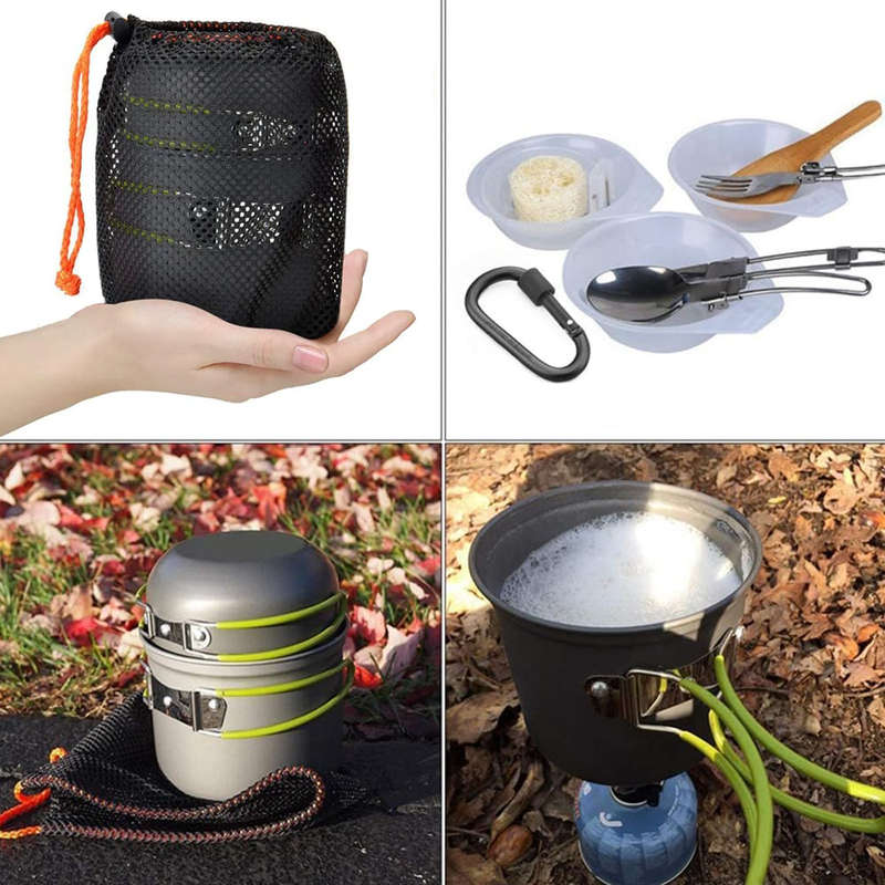 13 pcs Ultra-Light Portable Outdoor  Camping Cookware Stove Cultery Set