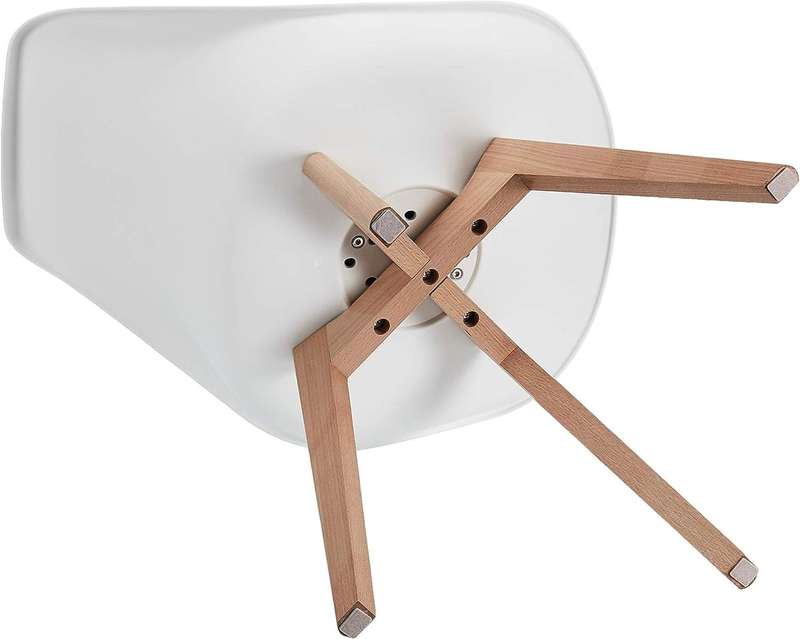 Dining Chairs Set - 4 Pack - Soft Padded Shell Chair with Wood Legs - White