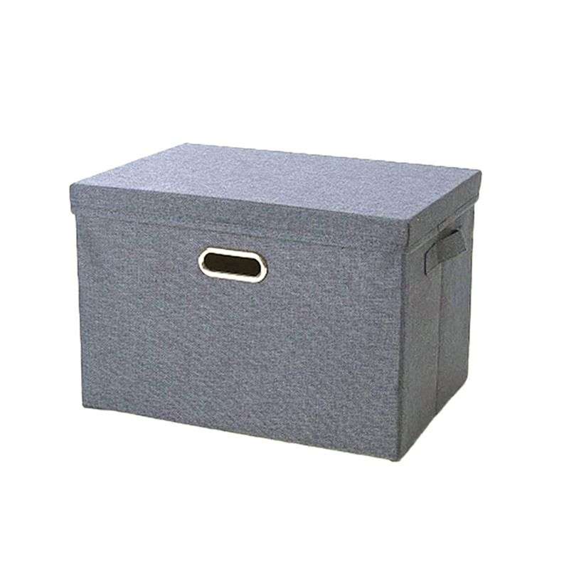 DHAO-Foldable Linen Fabric Clothing Storage Box Collapsible Organizer Grey - Grey XL