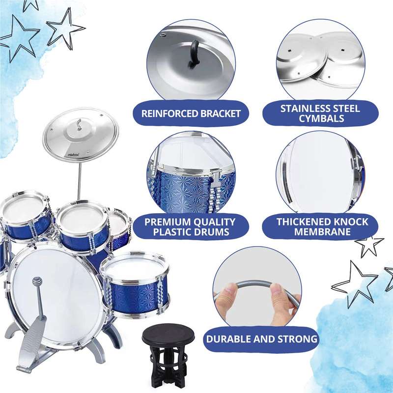 Children Kids Toy Jazz Drum Play Set - Blue