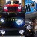 Jeep Headlight LED Angel Eye 7` Headlights Jeep + Mounting Brackets -2 Sets