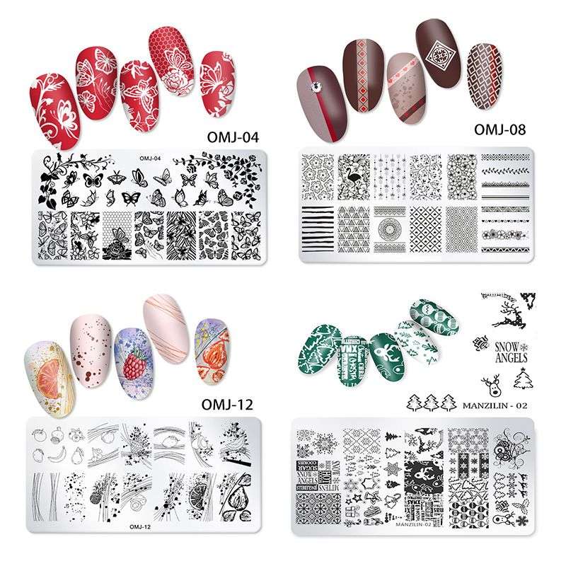 5 Sheet Nail Stamping Plate Set With Stamp And Scraper - No.1