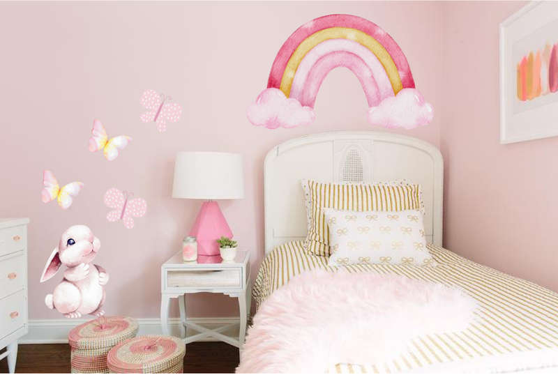 Cute Rainbow and Bunny Wall Vinyl Decal
