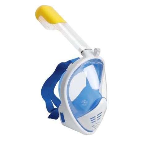 Luxury 180 Degrees View Full Face Snorkel Mask - Blue (LARGE- X-LARGE)