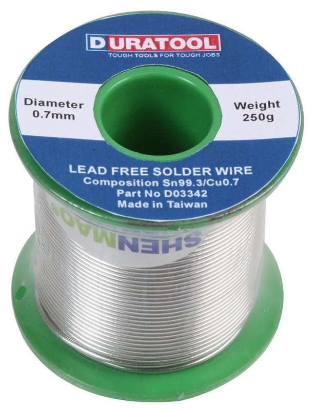 Duratool D03342 Solder Wire, SN/ CU, 0.7MM, 250G