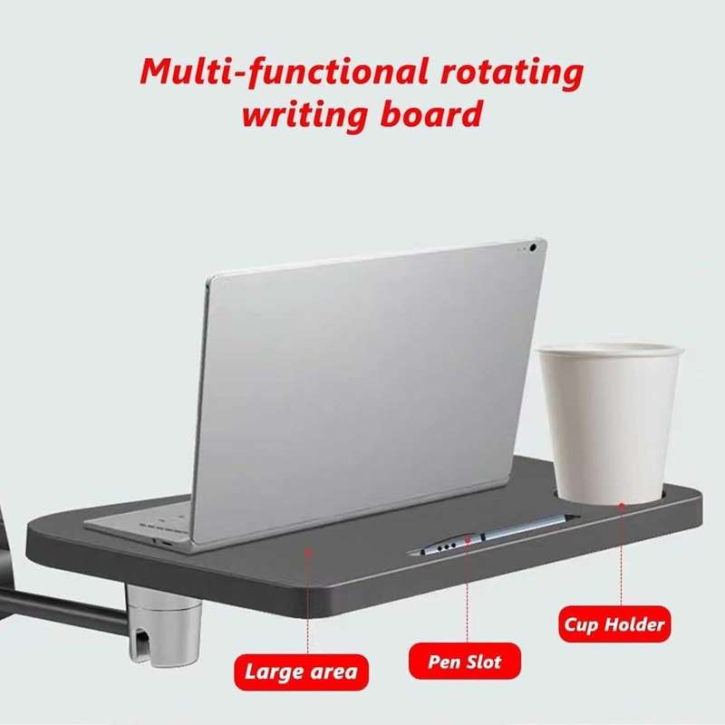 Folding Chair with Writing Board - Foldable and Functional- Black