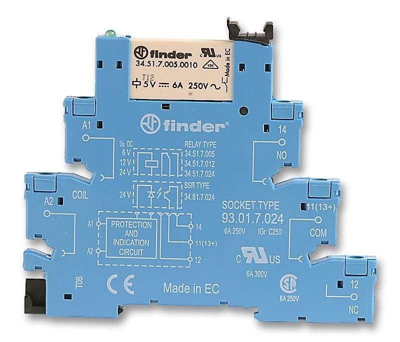 Finder (38.51.7.012.0050) General Purpose Relay, Interface, SPDT, 12VDC, 6A
