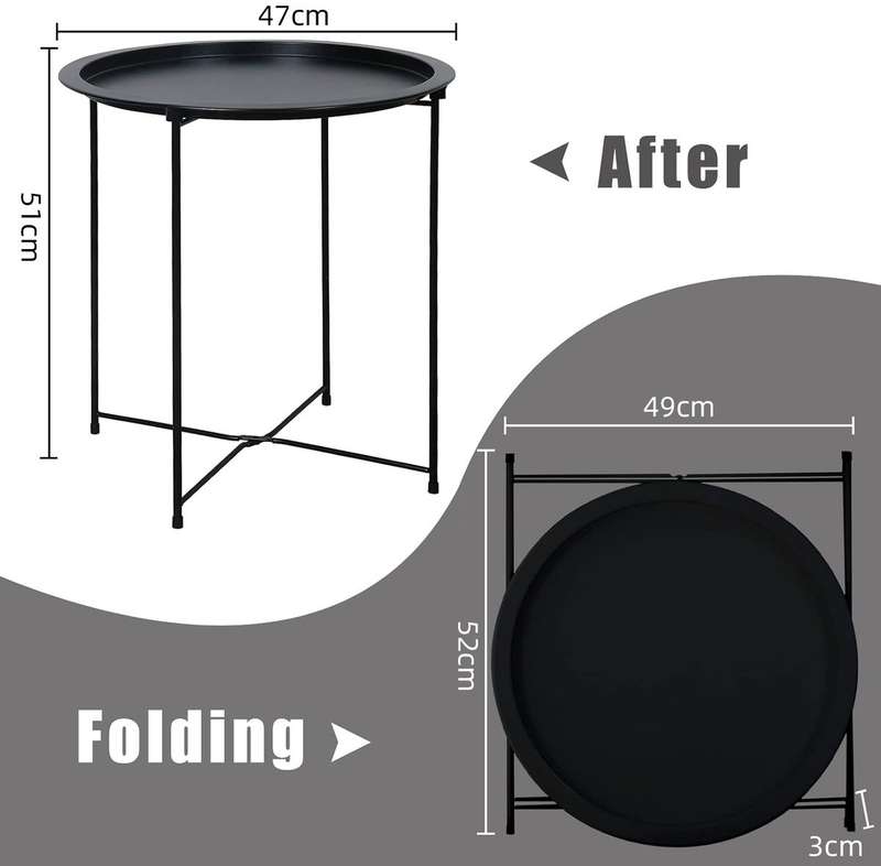 Metal Side Table Round Coffee Table Folding End Table Sofa Table