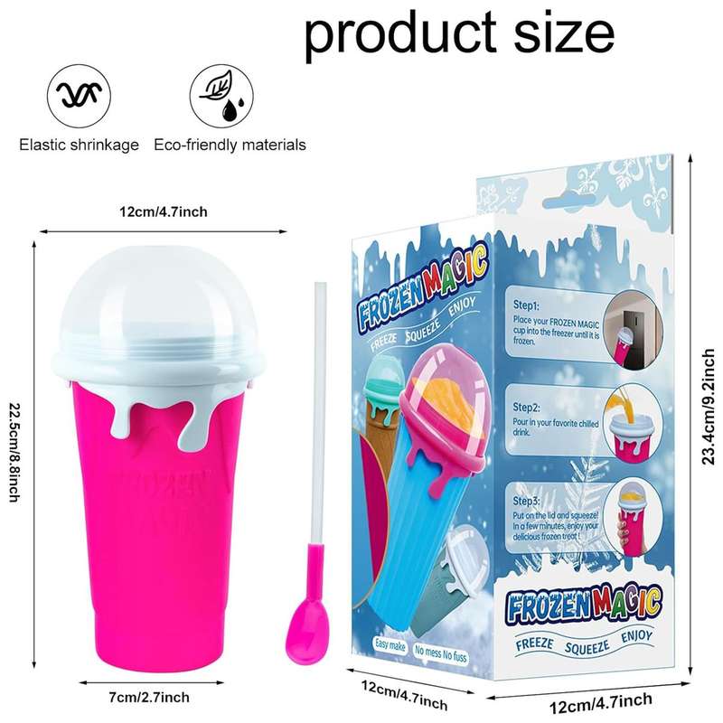 Slushy Frozen Magic Cup, DIY Portable Magic Slushy Squeeze Cup 500ML - Red, White