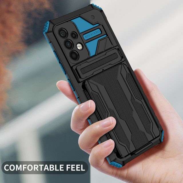 Sliding Hidden Wallet Kickstand Shockproof Heavy Duty Protective Case For Samsung A52