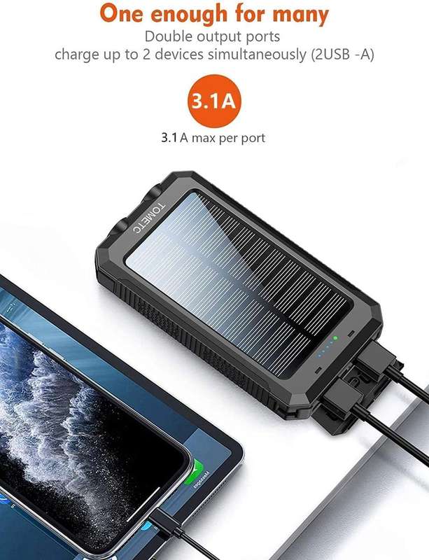 13000mAh Black Portable Outdoor Solar Power Bank with Flashlight XY-21