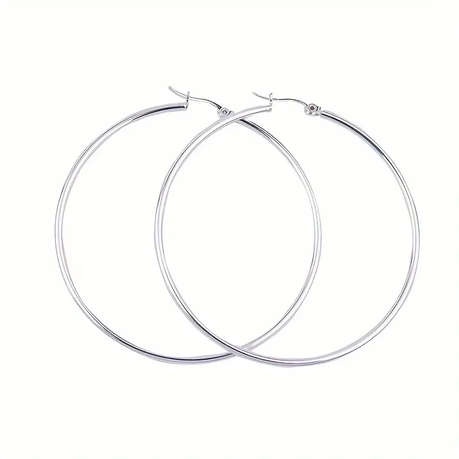Exaggerated Hoop Earrings - Silver - Unisex 7 cm