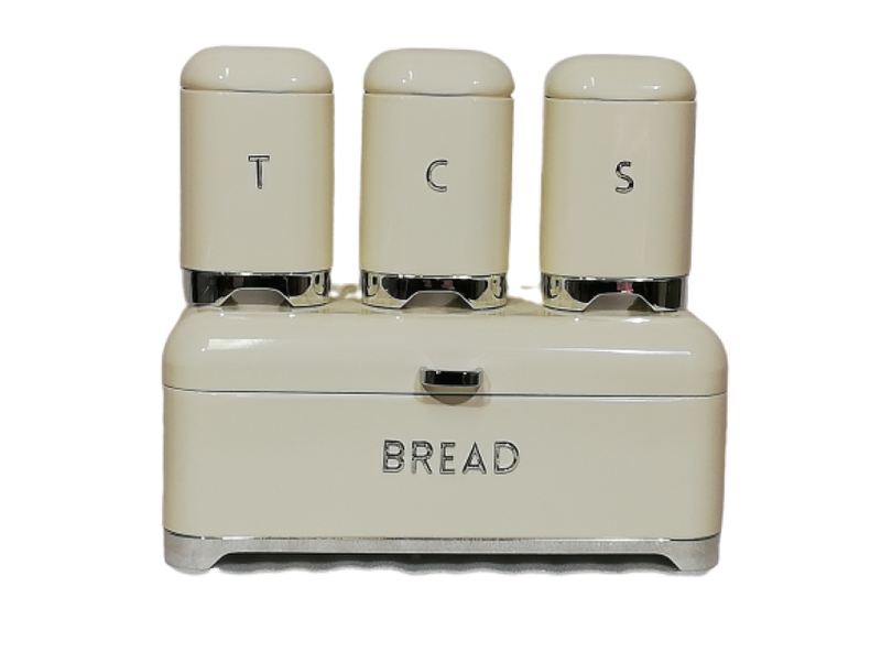 Deluxe Edition Breadbin with 3Pcs Canister Set - Cream